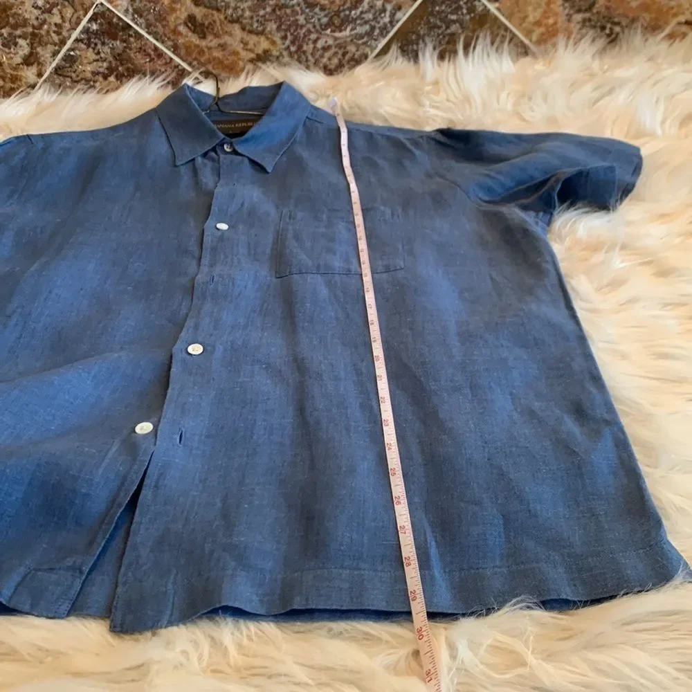 Men’s Banana Republic Men’s Blue Linen Shirt Size Large